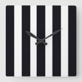 シモダンッククラシッククールブラックアンドホワイトストライプの スクエア壁時計 (正面)