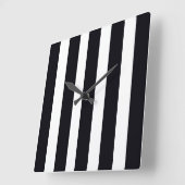 シモダンッククラシッククールブラックアンドホワイトストライプの スクエア壁時計 (傾斜)