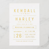 シモダンックシンプルタイポグラフィ写真結婚のフォイルI 箔招待状 (正面)