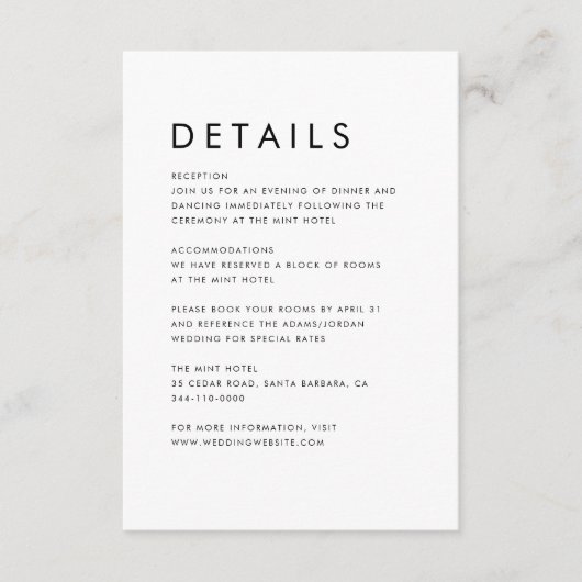 シモダンックミニマル詳細結婚ズ エンクロージャーカード (正面)