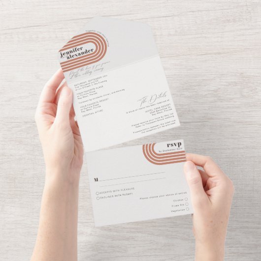 シモダンックミニマル・テラコッタラスト結婚ズ オールインワン招待状 (貼ってはがせる)
