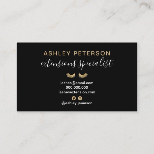 シモダンック金ゴールドエレガントまつげ 名刺 (裏面)