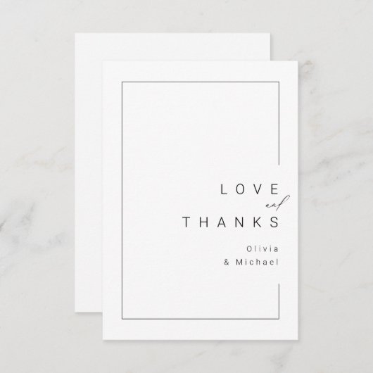 シモダンッミニマルク感謝していタイポグラフィ結婚のあなた サンキューカード (正面/裏面)