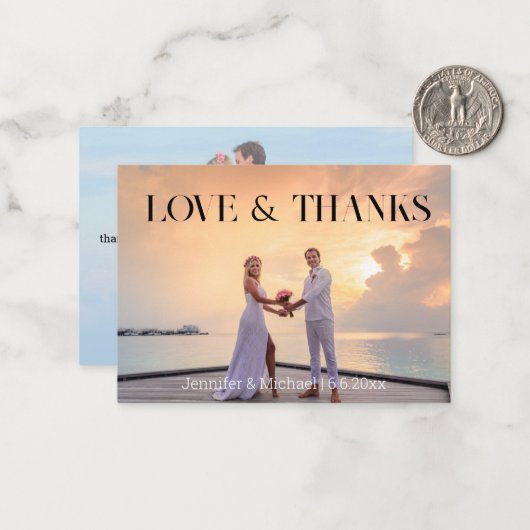 シモダン感謝していッ結婚の2枚の写真結婚ユー ノートカード (正面/裏面インサイチュ)