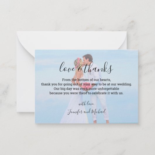 シモダン感謝していッ結婚の2枚の写真結婚ユー ノートカード (裏面)