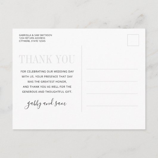 シモダン結婚ックのお礼のはがき ポストカード (裏面)