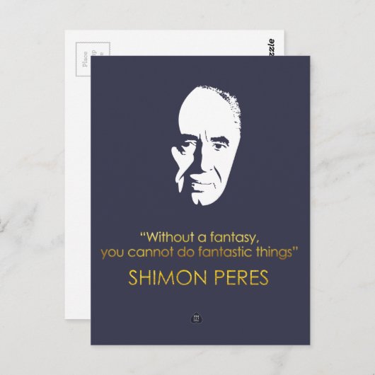 シモン・ペレスの引用文。 ファンタジーなしで、できません。 ポストカード (正面/裏面)