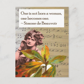 シモーネデボーヴォワール引用文コラージポストカード ポストカード