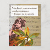 シモーネデボーヴォワール引用文コラージポストカード ポストカード (正面)