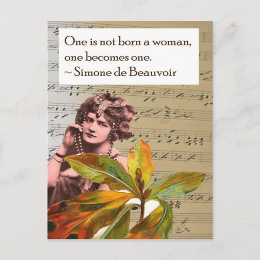 シモーネデボーヴォワール引用文コラージポストカード ポストカード (正面)