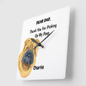 シャおもしろいーペイドッグパパ水彩犬芸術 スクエア壁時計 (傾斜)