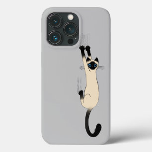 シャぶら下がったム猫   おもしろい Cat with Blue Eyes iPhone 13 Proケース