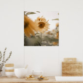 シャイで夢見るようなヒマワリ ポスター (キッチン)