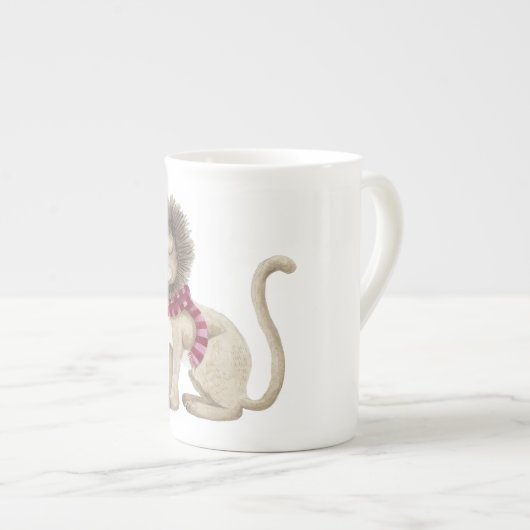 シャイなライオパーソナライズされたン ボーンチャイナマグカップ (正面右)