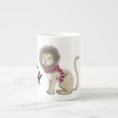 シャイなライオパーソナライズされたン ボーンチャイナマグカップ (正面)