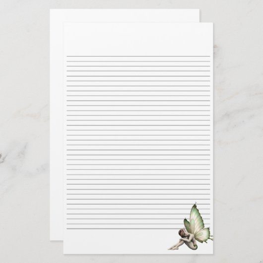 シャイな妖精が並んだ文房具 便箋 (正面/裏面)