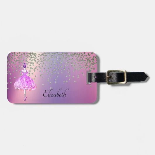 シャイエレガントスタイリッシュー・ダイアモンズ・バレリーナ ラゲッジタグ (正面横)