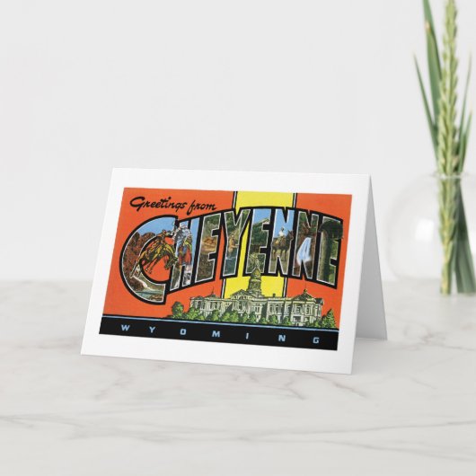 シャイエンヌ、ワイオミングからの挨拶! ヴィンテージの郵便はがき カード (正面)