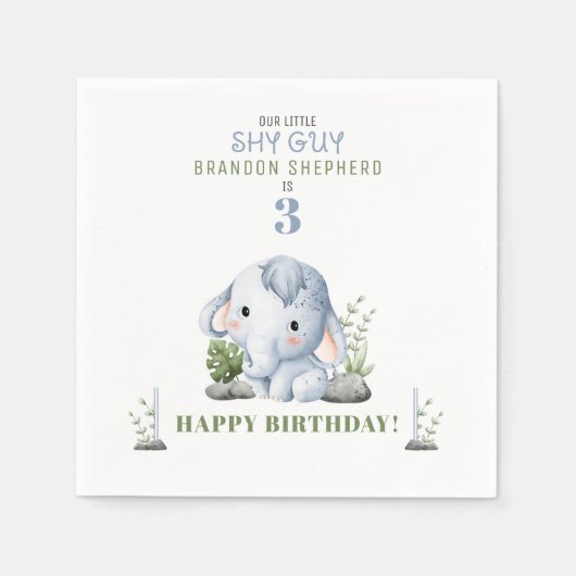 シャイガイ誕生日パーティー紙ナプキンス スタンダードカクテルナプキン (正面)