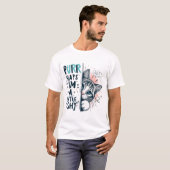 シャイキャットピーキングイラストレーション Tシャツ (正面フル)