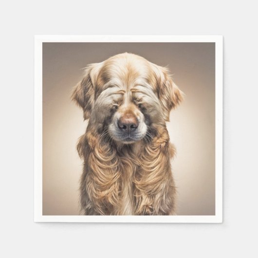 シャイゴールデンレトリバー スタンダードカクテルナプキン (正面)