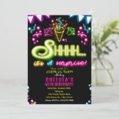 シャイサプライズパーティーネオン紙吹雪誕生日 招待状 (スタンド正面)