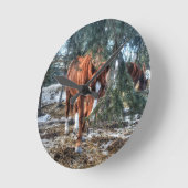 シャイソレルマーレと枝の馬の恋人ギフト ラウンド壁時計 (傾斜)