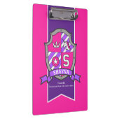シャイナ文字S unicornクレスト名はピンク クリップボード (右)