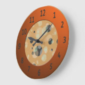 シャイニモダンーオレンジ色の数字の丸付きの泡 ラージ壁時計 (傾斜)