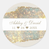 シャイニーなホログラフィックラメの結婚式 ラウンドシール (正面)
