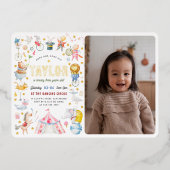 シャイニーアニマルサーカスカーニバルフォトバースデーパーティー 箔招待状 (正面)