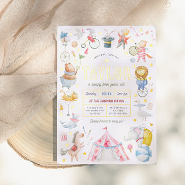 シャイニーアニマルサーカスカーニバル誕生日パーティー 箔招待状