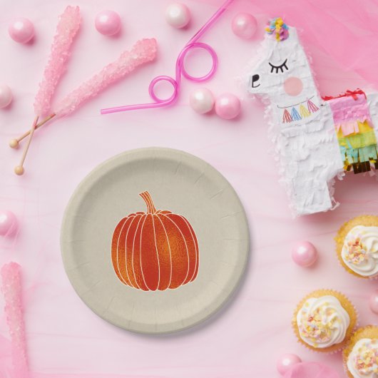 シャイニーオレンジオータムカボチャ素朴クラフトパーティー ペーパープレート (パーティー)