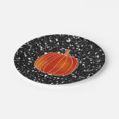 シャイニーオレンジ秋カボチャ黒グリッターパーティー ペーパープレート (アングル)