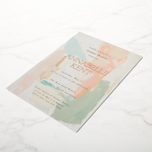 シャイニーカラフルパステル春サマーブライダルシャワー 箔招待状 (回転した状態)