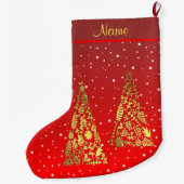 シャイニーゴールデンクリスマスツリーズホリデイストッキング ラージクリスマスストッキング (裏面)