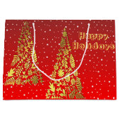 シャイニーゴールデンクリスマスツリーズホリデイ抱き枕 ラージペーパーバッグ (正面)