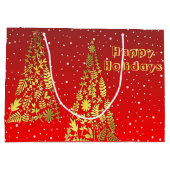 シャイニーゴールデンクリスマスツリーズホリデイ抱き枕 ラージペーパーバッグ (裏面)