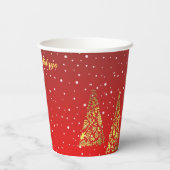 シャイニーゴールデンクリスマスツリーズホリデー紙カップ 紙コップ (裏面)
