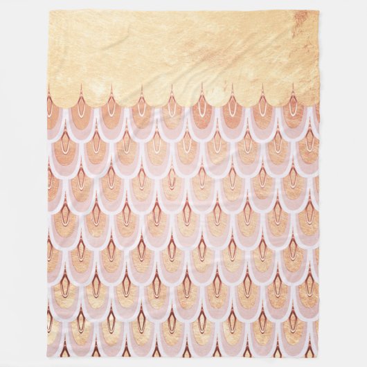 シャイニーサーモンピンクグリッターマーメイドはかりで測魚 フリースブランケット (正面)