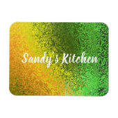 シャイニーシェードグリーン&イエローネームキッチンプレミアム マグネット (横)
