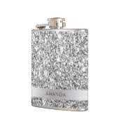 シャイニーシルバーグリッター名付きビニールフラ包まれたスコ フラスク (左)