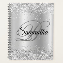 シャイニーシルバーグリッター淡いオンブレーフォイルモノグラム