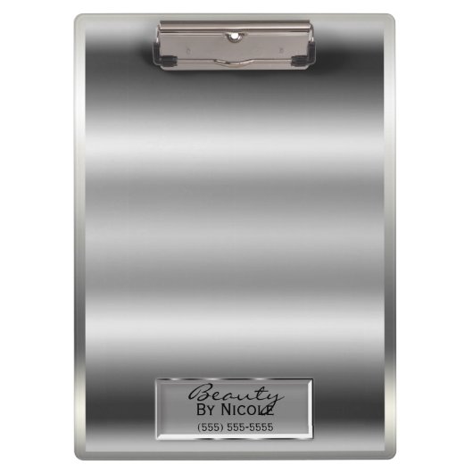 シャイニーシルバーシャインシエレガントックグラムパーソナライズされた クリップボード (正面)