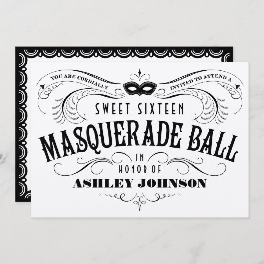 シャイニーシルバースイート16仮装舞踏会招待状 招待状 (正面/裏面)