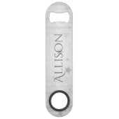 シャイニーシルバースターパーソナライズされたボトルオープナー スピード栓抜き (正面)