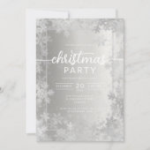 シャイニーシルバースノーフレーク会社クリスマスパーティー 招待状 (正面)