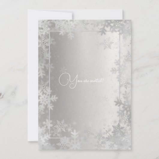 シャイニーシルバースノーフレーク会社クリスマスパーティー 招待状 (裏面)
