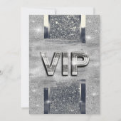 シャイニーシルバーメタリック VIP パーティー招待状 招待状 (正面)