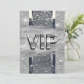 シャイニーシルバーメタリック VIP パーティー招待状 招待状 (スタンド正面)